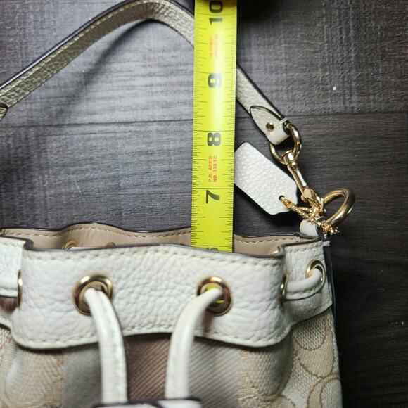 Coach Mini Dempsey Bucket Bag in Signature Jacquard with Stripe and Coach Patch - Picture 16 of 16